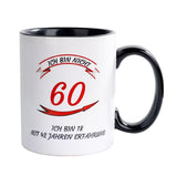 16 x Brand New NOVAJOY Ceramic Mug, Coffee Mug With Nice Saying I m not 60 I m 18 with 42 years of experience funny as a gift for a round birthday, 60 mug print birthday - RRP €326.4