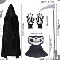 1 x Brand New Halloween Grim Reaper Costume Children, Reaper Costume, Grim Reaper Grim Reaper, Grim Reaper Children s Costume, Grim Reaper Halloween, Halloween Costume Set, Unisex Cape with Long Hood, Black Red Cape - RRP €18.14