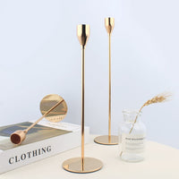 2 x Brand New Set of 2 Retro Iron Candle Holders, Slim Candle Holders, Decorative Candle Holders for Wedding, Dinner, Centerpiece, Tall Metal Legs, 11 Black  - RRP €38.4