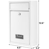 1 x RAW Customer Returns DEAYOU Locking Mailbox, Wall Mounted Drop Box with Key Lock, Weatherproof Secure Post Box, Galvanized Steel Cover, Metal Drop Box with Slot for Envelope, Letter, White - RRP €29.99