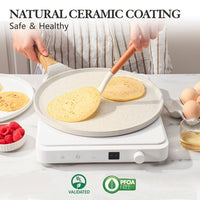 1 x RAW Customer Returns SENSARTE White Crepe Pan 30cm Non-Stick Pan Omlette Pan Pancake Flat Pan with Swiss Granite Non-Stick Coating, Bakelite Handle, Induction Compatible, PFOA-Free - RRP €45.99