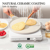 1 x RAW Customer Returns SENSARTE White Crepe Pan 30cm Non-Stick Pan Omlette Pan Pancake Flat Pan with Swiss Granite Non-Stick Coating, Bakelite Handle, Induction Compatible, PFOA-Free - RRP €36.28