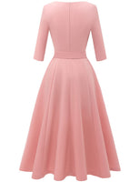 1 x Brand New DRESSTELLS Women s Wedding Guest Dresses 1950s Retro Dress Elegant Swing A-Line Cocktail Dress with Belt Retro Pleated Skirt Knee Length Midi Blush L - RRP €32.99