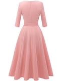 1 x Brand New DRESSTELLS Women s Cocktail Dress Wedding Evening Ceremony Vintage Round Neck Women s Evening Dress 3 4 Sleeve Dress Blushing XL - RRP €42.22