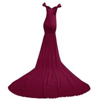 1 x RAW Customer Returns IMEKIS Women s Maternity Dress Sleeveless Off Shoulder Pregnancy Dress Photo Shoot Party Dress Long Pregnant Ball Gown Festive Trailing Dress Baby Shower Photography Props Wine Red - RRP €49.3