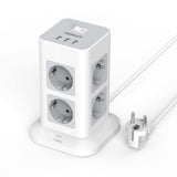 1 x RAW Customer Returns TESSAN multiple socket surge protection 13,000A, 8-way power strip with 3 USB, multiple plug with 2M socket cube, socket tower distribution socket for home, gray - RRP €33.99