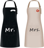 2 x RAW Customer Returns Set of 2 Kitchen Aprons, Adjustable Waterproof Aprons, Apron for Couples, Gift for Wedding, Engagement, Valentine s Day, Father s Day, Mother s Day Black and Brown  - RRP €23.98