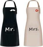 2 x RAW Customer Returns Set of 2 Kitchen Aprons, Adjustable Waterproof Aprons, Apron for Couples, Gift for Wedding, Engagement, Valentine s Day, Father s Day, Mother s Day Black and Brown  - RRP €23.98