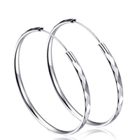 1 x RAW Customer Returns Fu You Fu You 925 Silver Earrings Round Circle Sleeper Hoop Earrings Silver Diamond Large Hoop Earrings 50mm Earrings for Women - RRP €14.11