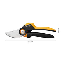 1 x RAW Customer Returns Fiskars Bypass Garden Shears L, X-series PowerGear, P961, With rolling handle, For fresh branches and twigs, Non-stick coating, Stainless steel blades, Length 22.2 cm, Black Orange, 1057175 - RRP €28.88