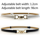 1 x Brand New Babioms 2 Pack Narrow Waist Belt for Women Adjustable Thin Belt Slim Leather Belt with Gold Metal Buckle for Pants Jeans Dresses - RRP €11.84