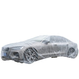 1 x RAW Customer Returns Universal outdoor car cover, transparent PE car cover, waterproof dustproof car cover, disposable car cover with elastic band, S - RRP €20.4