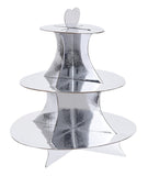 12 x Brand New MIJOMA Etagere Cake Stand Serving Stand Muffin Stand made of Cardboard 3 Tiers, for Cupcakes Pastries Birthday Party Coffee Table Wedding Baby Showers, Reusable Silver Metallic  - RRP €143.28