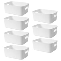 1 x RAW Customer Returns FYting 7-piece plastic storage box, 25CM storage basket with handles, white organizer for household and hobby, practical plastic storage box for bathroom, 25 x 18 x 10 cm white  - RRP €19.63