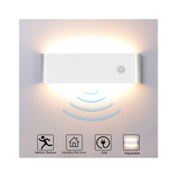 1 x RAW Customer Returns INHDBOX wall light indoor, wall light motion detector indoor 12W warm white, modern up and down aluminum wall lamp wall lighting for living room bedroom hallway stairs, white  - RRP €33.22