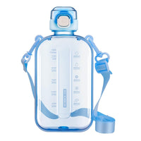 1 x RAW Customer Returns Partideal 750ml Flat Drinking Bottles, Leak-Proof Drinking Bottle Gym, Outdoor Sports Flat Water Bottle, Travel Bottle with Time Marking and Carrying Strap for Outdoor Camping Travel Fitness, Blue - RRP €8.05