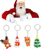 7 x Brand New Christmas key chain, Christmas cartoon key chain, 5 pieces silicone key chain with key ring lanyard Santa Claus, snowman, reindeer, elk creative key chain - RRP €193.2