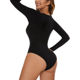 1 x RAW Customer Returns SLIMBELLE Women s Long Sleeve Bodysuit V-Neck Long Sleeve Elegant Sexy Long Sleeve Slim Bustier Bodysuit 3SBlack , M - RRP €24.0