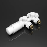 1 x RAW Customer Returns SONNI Multiblock Set for radiator connection fitting including thermostat tap block valve heating accessories corner and straight shape white - RRP €55.45