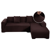 3 x Brand New Jin Le Elastic Chaise Long Sofa Cover L Shape 3 Seater 4 Seater, Mocha 2 Pieces Sofa Cover with Adjustable Sofa Cover 2 Pillowcases Non-Slip Anti-Cat Foam - RRP €153.24