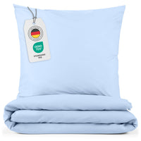 1 x RAW Customer Returns Blumtal duvet cover 140 x 200 cm made of microfibre with pillowcases 65 x 65 cm bed linen 140 x 200 cm for mattresses 90 x 190 cm, basic, Oeko-Tex certified, soft light blue - RRP €21.34