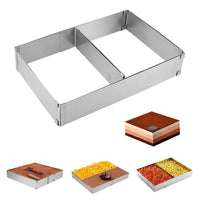 8 x RAW Customer Returns Gobesty Baking Frame Rectangular Adjustable, 8 cm High Stainless Steel Baking Pan Rectangular, Cake Pan Square for Baking, Baking Frame - Adjustable Size 27.5-52.5 x 18.5-34 cm, Baking Ring Square Stepless - RRP €112.88