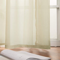 1 x RAW Customer Returns MIULEE Set of 2 Voile Curtains with Eyelets Transparent Voile Curtain Polyester Eyelet Curtain Living Room Airy Decorative Curtain for Bedroom Light Brown 225 x 140 cm H x W , Grommet Top - RRP €25.43