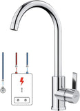 1 x RAW Customer Returns Auralum low-pressure kitchen tap for water boiler, kitchen tap with 3 hoses for cold water with under-table device, 360 rotatable low-pressure kitchen tap made of chrome-plated brass - RRP €48.99