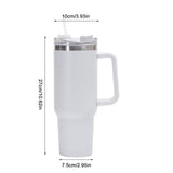 10 x RAW Customer Returns Double-walled stainless steel thermal mug with straw, 40oz 1200ml mug tumbler with handle and lid, vacuum insulated mug, car mug travel mug, thermos bottle lid serves as a mug white  - RRP €249.9