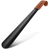 1 x RAW Customer Returns ZOMAKE Metal Shoehorn Long 42cm - Long Shoe Horn Stainless Steel Shoe Horn, Black Shoehorn Long Stable With Leather Handle For Boots Black  - RRP €13.99