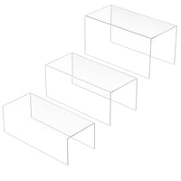 1 x RAW Customer Returns Sezanrpt Clear Display Risers Shelf 3pcs, Countertop Rectangular Acrylic Display Storage Organizer, Acrylic Stand for Funko Pop Figure, Cosmetics, Bags, Shoes, Toys, Collectibles 30-10x12.5x15CM - RRP €32.74