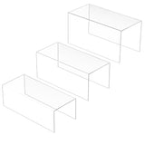 1 x RAW Customer Returns Sezanrpt Clear Display Risers Shelf 3pcs, Countertop Rectangular Acrylic Display Storage Organizer, Acrylic Stand for Funko Pop Figure, Cosmetics, Bags, Shoes, Toys, Collectibles 30-10x12.5x15CM - RRP €32.74