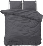 1 x RAW Customer Returns Sleeptime 100 cotton bed linen 200cm x 220cm anthracite - soft non-iron duvet covers with snap fasteners - plain bed linen set with 2 pillowcases 60cm x 70cm - RRP €33.0