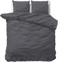 1 x RAW Customer Returns Sleeptime 100 cotton bed linen 200cm x 200cm anthracite - soft non-iron duvet covers with zipper - plain bed linen set with 2 pillowcases 80cm x 80cm - RRP €34.24