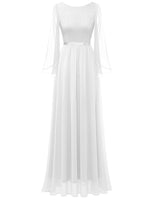 1 x RAW Customer Returns DRESSTELLS White Dress Women s Bridesmaid Elegant Party Knee-Length Cocktail Dress Chiffon Split Flare Sleeves White XL - RRP €64.52