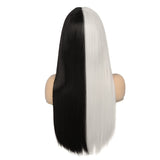 20 x Brand New Wig half white half black long straight hair wig with bangs synthetic cosplay wig for women heat resistant Halloween carnival party - RRP €199.8