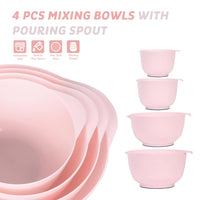 1 x RAW Customer Returns BoxedHome Mixing Bowl Set Plastic Salad Bowl Non-Slip Stackable Serving Bowls for Kitchen 4-Piece Mixing Bowl Set Pink  - RRP €23.18