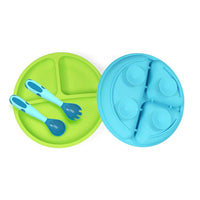 4 x Brand New YONGIAGA Baby Plate Silicone Baby Plate with Suction Cup Toddler Children s Plate Suction Cup Plate Bpa Free Non-Slip, 2 PCS, with Silicone Forks and Spoons - RRP €41.84