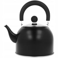 1 x RAW Customer Returns Teapot Induction Kettle Black Matt 1.5 L Coffee Kettle Camping Whistling Kettle Gas Stove Retro Kettle for Tea Coffee - RRP €17.0