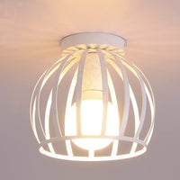 1 x RAW Customer Returns iDEGU Vintage Ceiling Light Industrial Ceiling Lamp Diameter 20 cm Geometric Cage Design Lampshade Retro Ceiling Light E27 Chandelier for Bedroom Kitchen Living Room White - RRP €19.99