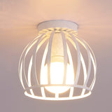 1 x RAW Customer Returns iDEGU Vintage Ceiling Light Industrial Ceiling Lamp Diameter 20 cm Geometric Cage Design Lampshade Retro Ceiling Light E27 Chandelier for Bedroom Kitchen Living Room White - RRP €19.99