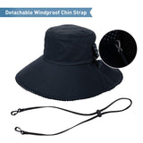 1 x RAW Customer Returns Comhats Sun Hat Women UPF 50 Sun Protection Summer Hat with Neck Cord for Women Wide Brim Foldable 053 Navy Blue M - RRP €20.99