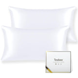 1 x RAW Customer Returns Texbee Silk Pillowcase 40x80cm for Hair and Skin 2 Pack Both Sides 22 Momme Natural Pillowcase Silk with Hidden Zipper Soft Breathable Smooth Standard Size-Pure White - RRP €39.99