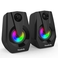 1 x RAW Customer Returns Smalody Speakers for PC, Stereo 2.0 USB Multimedia Speakers with Led Volume Control via USB, Gaming Speakers for PC Laptop Desktop - RRP €25.99