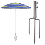 1 x RAW Customer Returns LEcylankEr Parasol Base with Lawn Spike, Removable Parasol Holder for Fishing, Garden, Beach Silver  - RRP €17.14