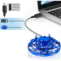 1 x RAW Customer Returns UFO Drone for Kids, Mini Flying Drone with LED Lights, Hand Controlled RC Quadcopter, Outdoor Infrared Induction Aircraft, Toys for Boys and Girls Blue  - RRP €18.65