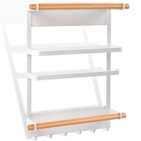 4 x Brand New MAGXCENE spice rack, kitchen roll holder, refrigerator organizer, kitchen organizer drawer, kitchen shelf wall without drilling, hanging spice rack with 6 hooks, 245x74x340 mm white - RRP €89.08