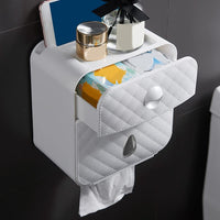 1 x RAW Customer Returns SURGKD Toilet Paper Holder Waterproof Storage Box Wall Mounted Bathroom Accessories Tray Roll Without Punch - RRP €20.4