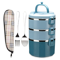 1 x RAW Customer Returns SANQIAHOME 3 Layers Multilayer Stackable Stainless Steel Lunch Box,Leakproof,Blue - RRP €22.22