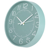 1 x RAW Customer Returns HZDHCLH 25 cm Modern Quartz Silent Wall Clock Arabic Numeral Creeping Seconds without Ticking for Decoration Living Room, Kitchen, Office, Bedroom Green White  - RRP €21.17